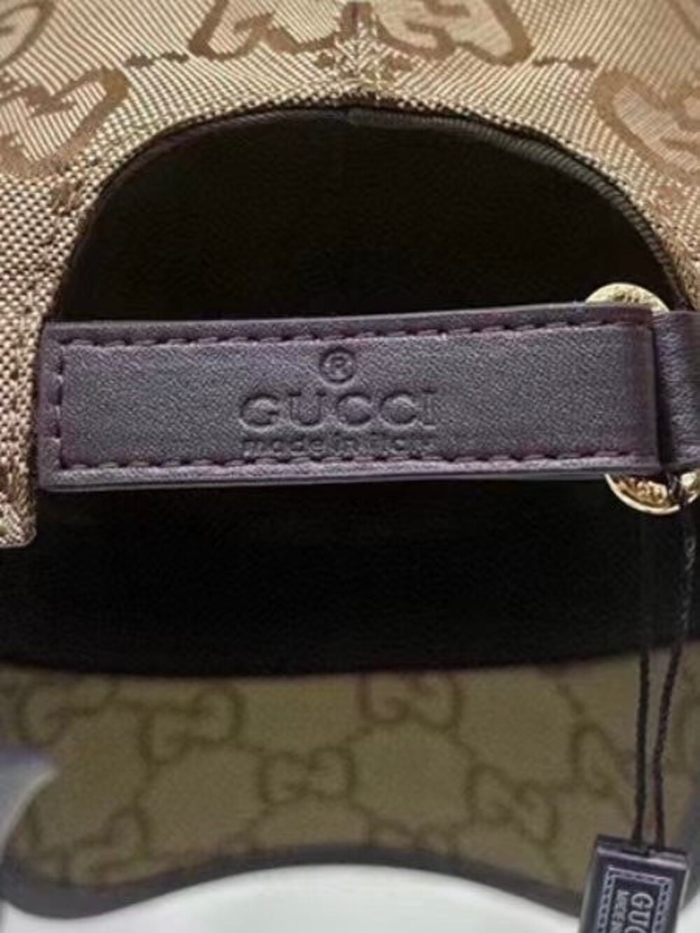 Gucci GG Canvas Baseball Cap with Leather Trim - Picture 2 of 4